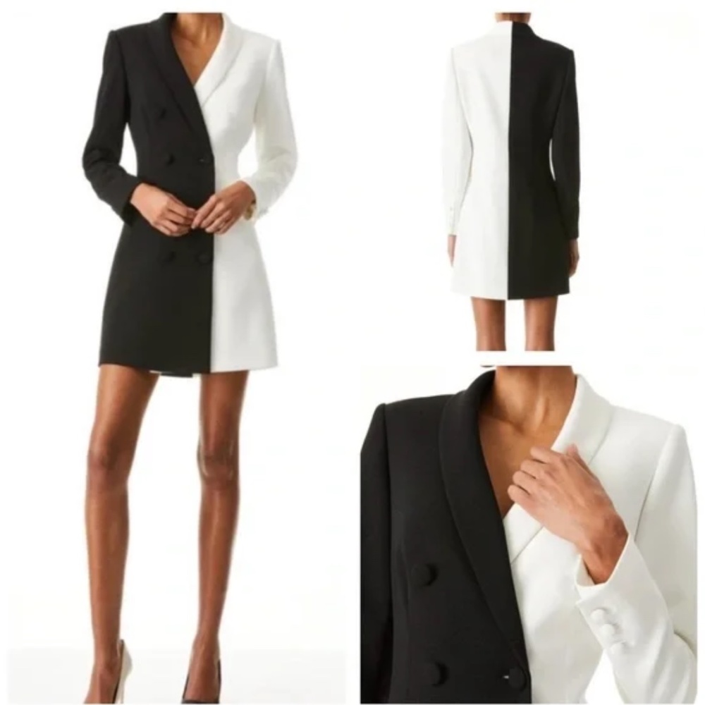 Alice + Olivia Kyrie Color Block Tuxedo Mini Dress